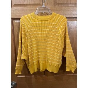 Retro 70s Grandmacore Marigold Striped XXS Cozy Oversized Cropped Boxy Fit